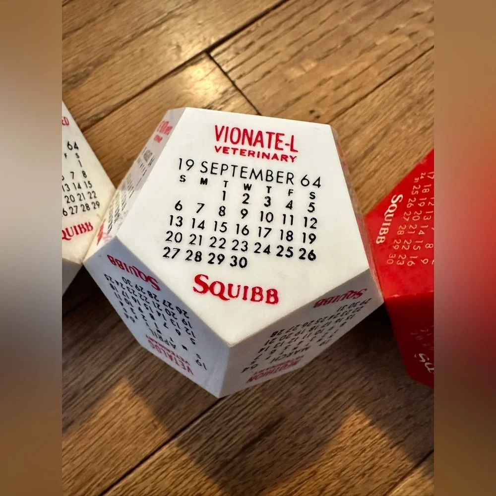 1960’s Veterinary Vintage Dodecahedron Calendar Set of 4